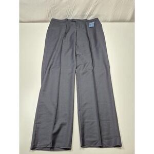 Leonardo Valenti Suit Pants Mens 44x36 Gray 100% Wool Dress Flat Front NWT